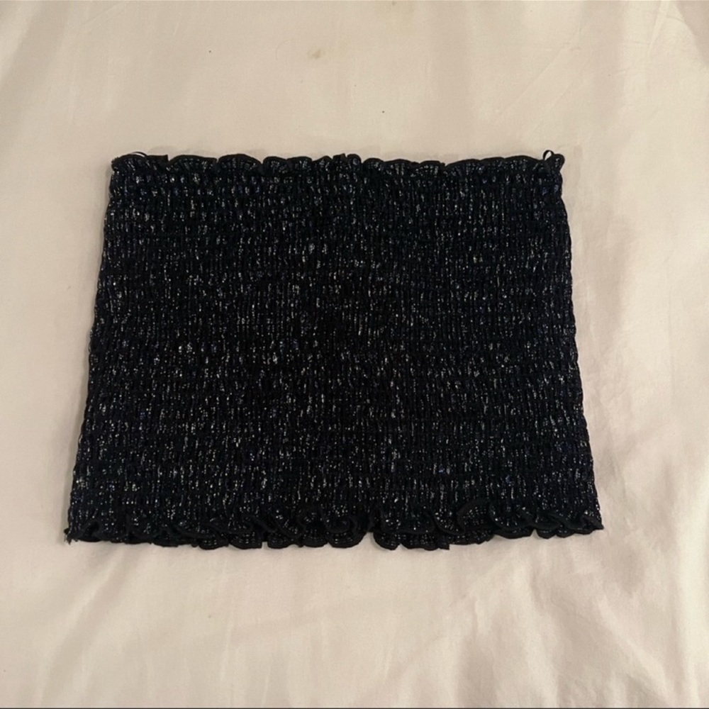 NWT Urban Outfitters Black Metallic Stretchy Cropped Tube Top